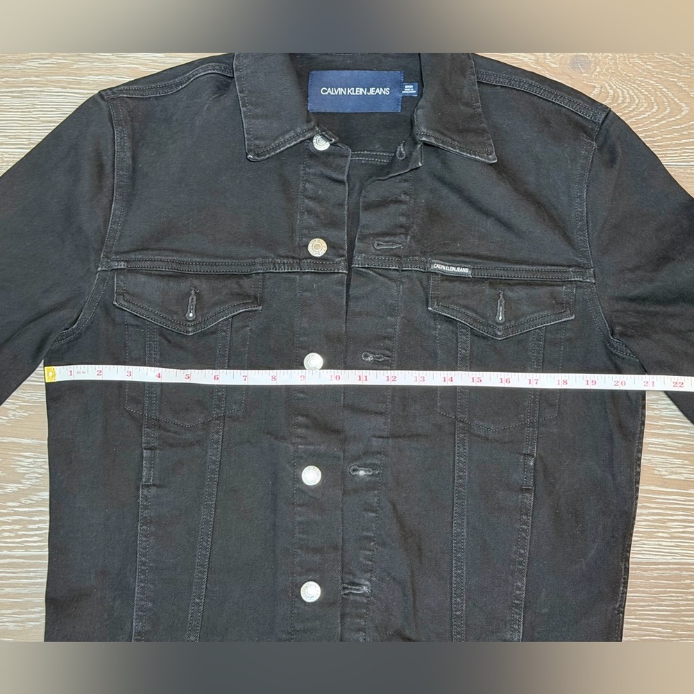 Calvin Klein Jeans Black Denim Jacket | Women’s Size Small | Classic Trucker Sty - Picture 2 of 7